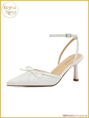 Women's Kitten Heels Lace Pumps Pointed Toe 2.75" Ankle Strap